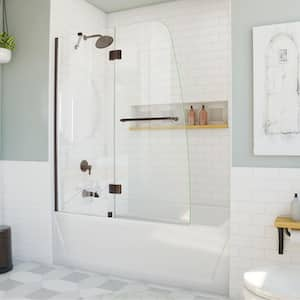 Aqua 48 in. W x 58 in. H Frameless Hinged Tub Door in Oil Rubbed Bronze