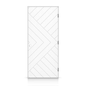 24 in. x 80 in. Chevron Arrow Left-Handed Hollow-Core White Painted Composite Single Prehung Interior Door