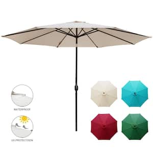 11 ft. Market Patio Umbrella Table with Push Button Tilt and Crank in Beige