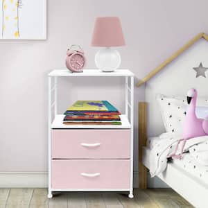 2-Drawer Pink Nightstand 33.75 in. H x 21.62 in. W x 11.75 in. D