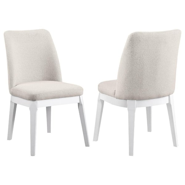Risa Beige and White Fabric Tall Back and Splayed Legs Dining Side Chair (Set of 2)