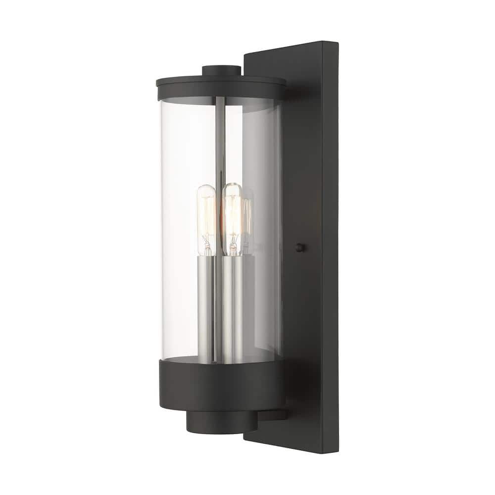 Cavanaugh 15.75 in. 2-Light Textured Black Outdoor Hardwired Wall Lantern Sconce with No Bulbs Included price history on PriceWatchPro