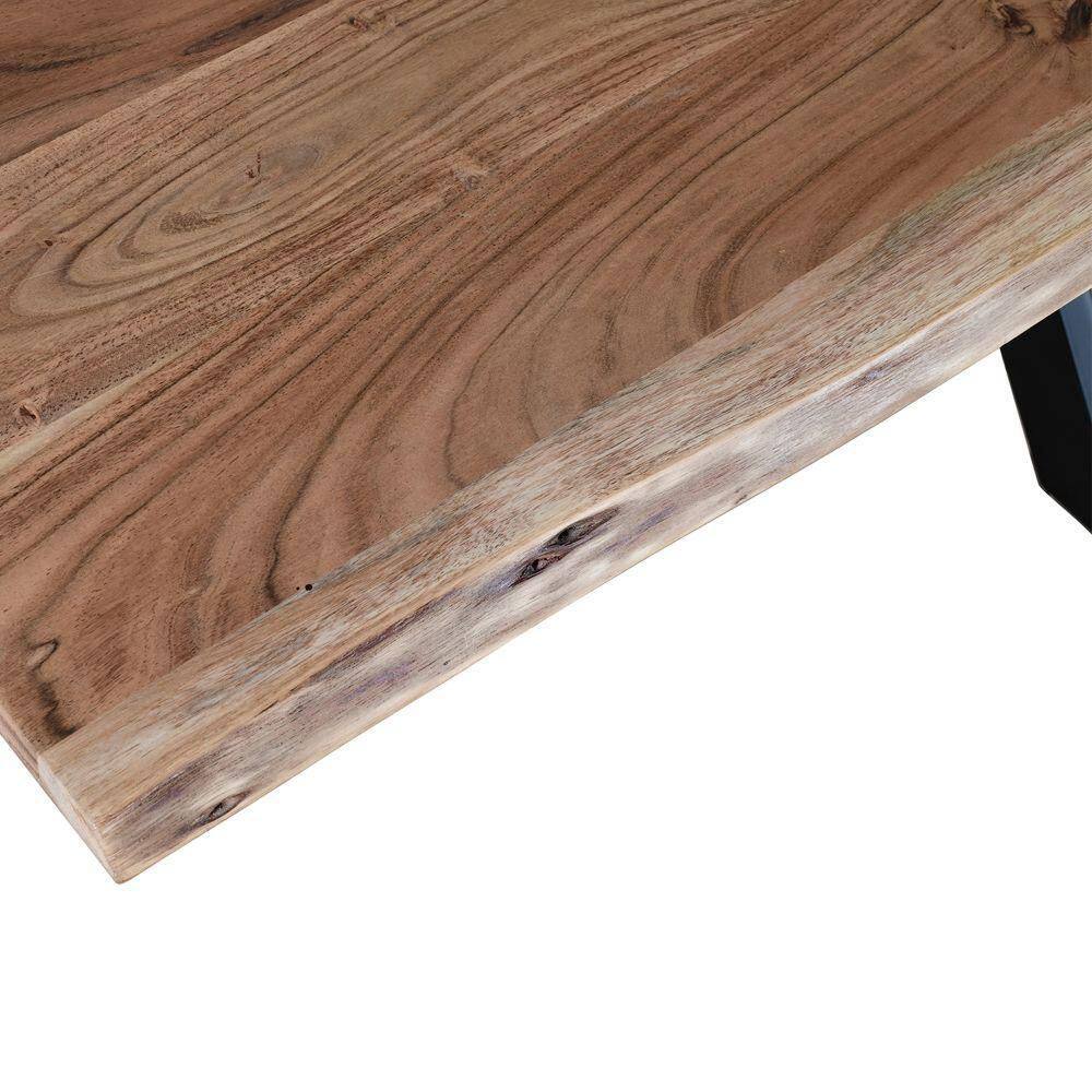79" Rectangular Live Edge Mango Wood Dining Table with Black Crossed Legs