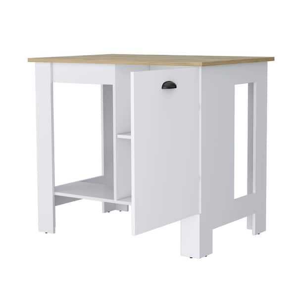 Multi-Colored Wood 40.5 in. Kitchen Island with Single Door and Lower Open Shelf