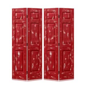 60 in. x 80 in. Vintage Red Stain 6 Panel MDF Composite Bi-Fold Double Closet Door with Hardware Kit
