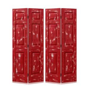72 in. x 80 in. Vintage Red Stain 6 Panel MDF Composite Bi-Fold Double Closet Door with Hardware Kit