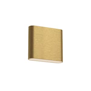 Slate 6-in 1 Light 15-Watt Brushed Gold Integrated LED Wall Sconce