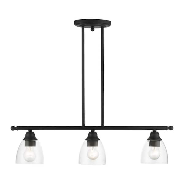 AVIANCE LIGHTING Grandview 3-Light Black Linear Chandelier with Clear Glass