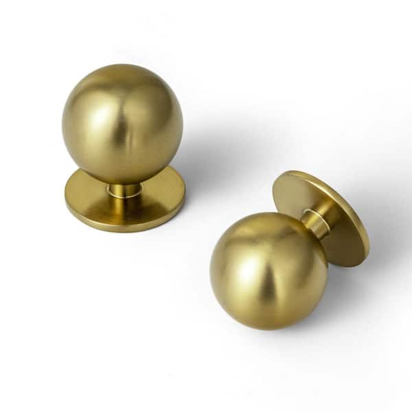 12-Pack 1-9/64 in. (29mm) Sleek Round Brushed Gold Zinc Alloy Ball Cabinet Knobs