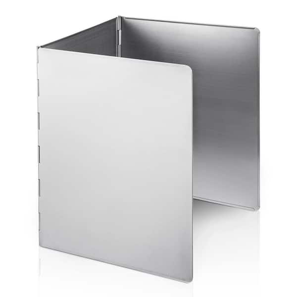 Stainless Steel Finish 3 Sided Stove Splatter Guard Anti Grease Shield Foldable Oil Splatter Screen Kitchen