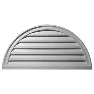 48 in. x 24 in. Half Round Primed Polyurethane Paintable Gable Louver Vent Functional