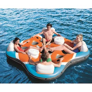 Rapid Rider 101 in. 4-Person Floating Island Pool Raft with Coolers