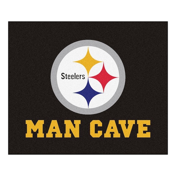 FANMATS Pittsburgh Steelers Black Man Cave 5 ft. x 6 ft. Area Rug