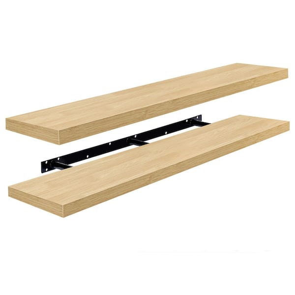 Floating Shelves for Wall - Extra-Long Shelves (2-Pack), 55 in. W x 9.25 in. D Maple Composite Decorative Wall Shelf