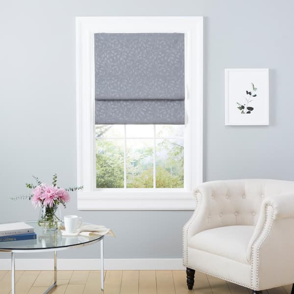EXCLUSIVE HOME Bolan Dark Grey Cordless Total Blackout Polyester Roman Shade 23 in. W x 64 in. L