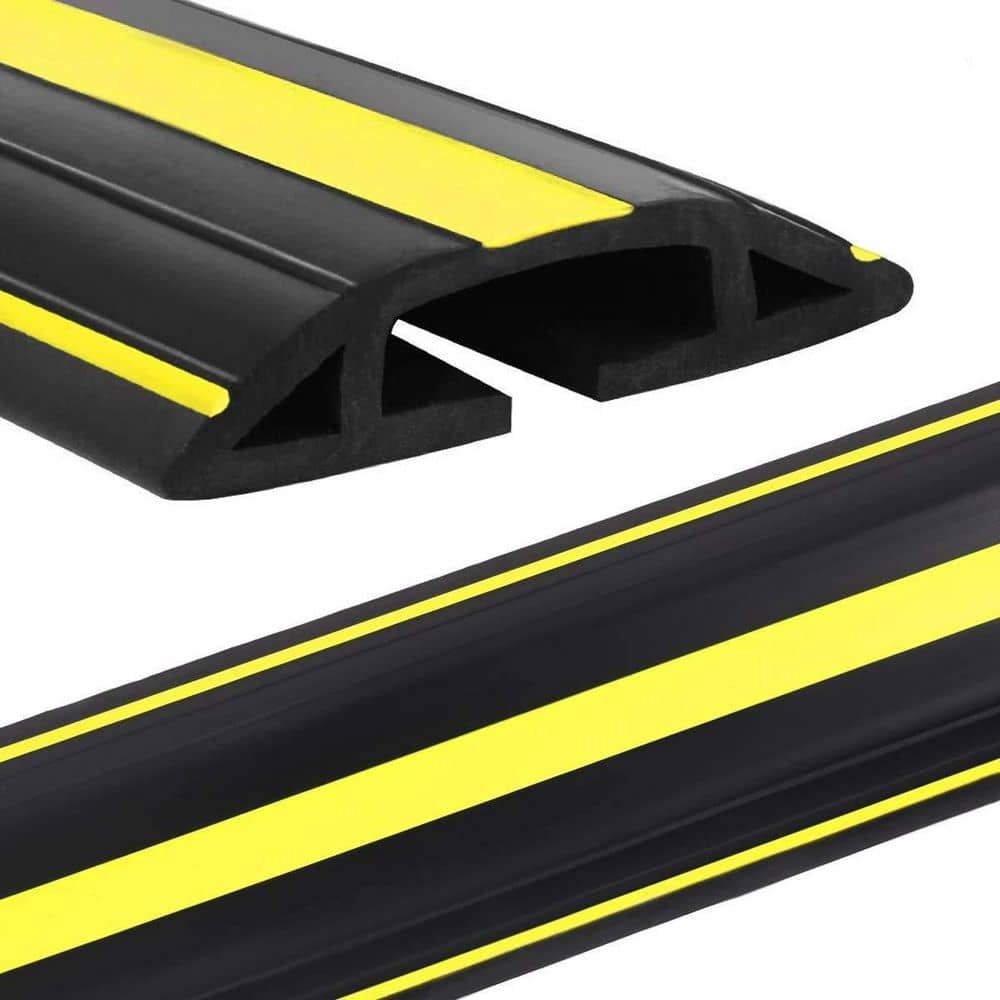 Heavy Duty PVC Cable Protector, 120 in. L x 3.03 in. W Floor Cord Cover with 3 Yellow Warning Stripes Flexible, Cuttable price history on PriceWatchPro