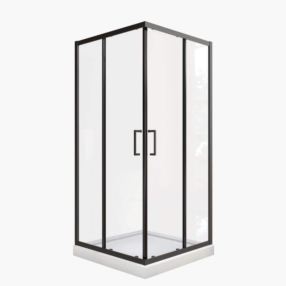 36 in. W x 72 in. H Corner Shower Door Framed in Matte Black Finish price history on PriceWatchPro