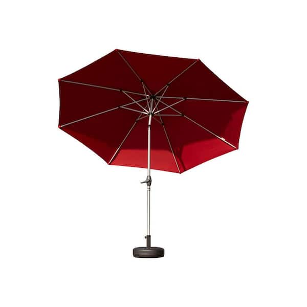 Unbranded 9 ft. Aluminium Outdoor Market Table Patio Umbrella with Button Tilt, Crank and 8 Sturdy Ribs for Garden in Red