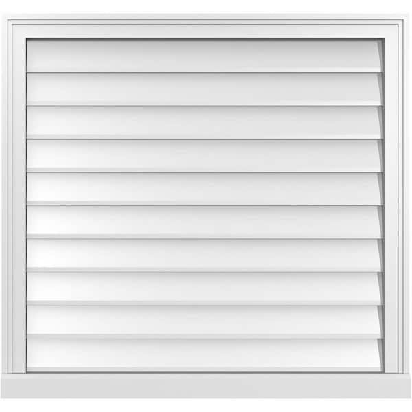 Ekena Millwork 34" x 32" Rectangular White PVC Paintable Gable Louver Vent Non-Functional