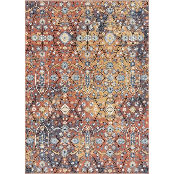 Well Woven Envie Como Red 5 ft. 3 in. x 7 ft. 3 in. Vintage Bohemian Oriental Area Rug