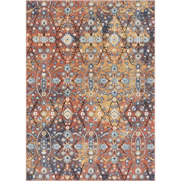 Well Woven Envie Como Red 7 ft. 10 in. x 9 ft. 10 in. Vintage Bohemian Oriental Area Rug