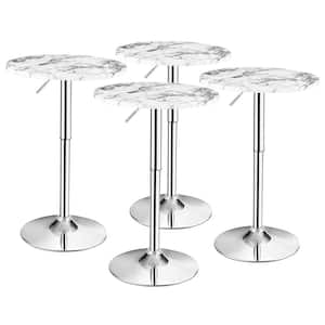 36 in. H 4-Pieces Round Bistro Bar Table Height Adjustable 360° Swivel White
