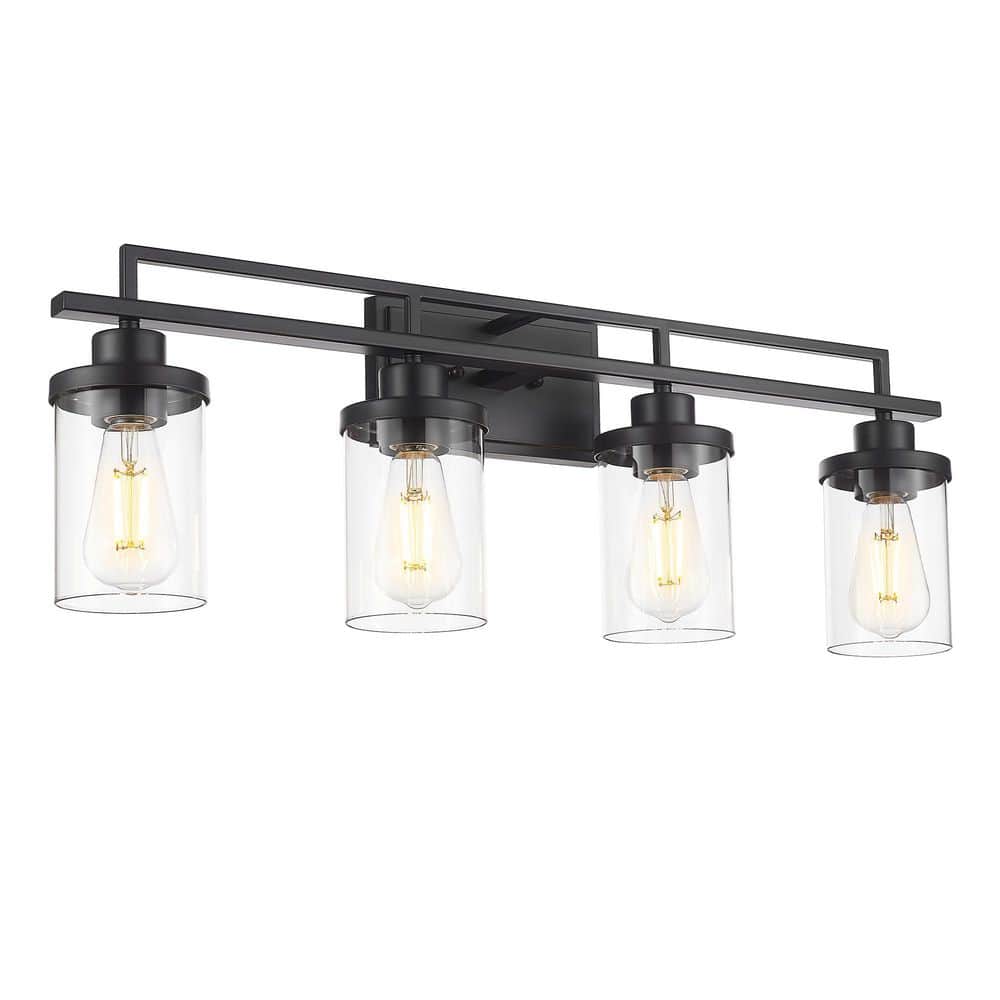 Vintage 29.3 in. 4-Light Black Vanity Light with Clear Glass price history on PriceWatchPro