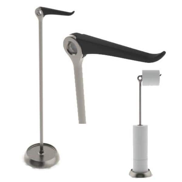 Gray Steel Freestanding Toilet Paper Holder with Reserve