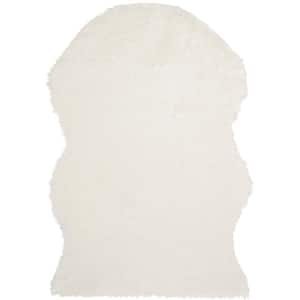 Faux Sheep Skin Ivory 5 ft. x 7 ft. Solid Gradient Area Rug