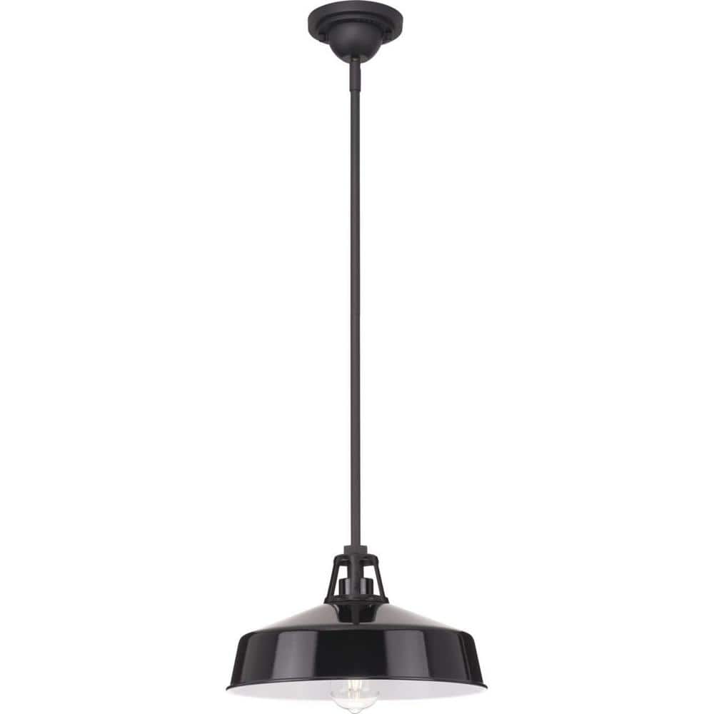 Cedar Springs Black and White Farmhouse Outdoor Pendant Light