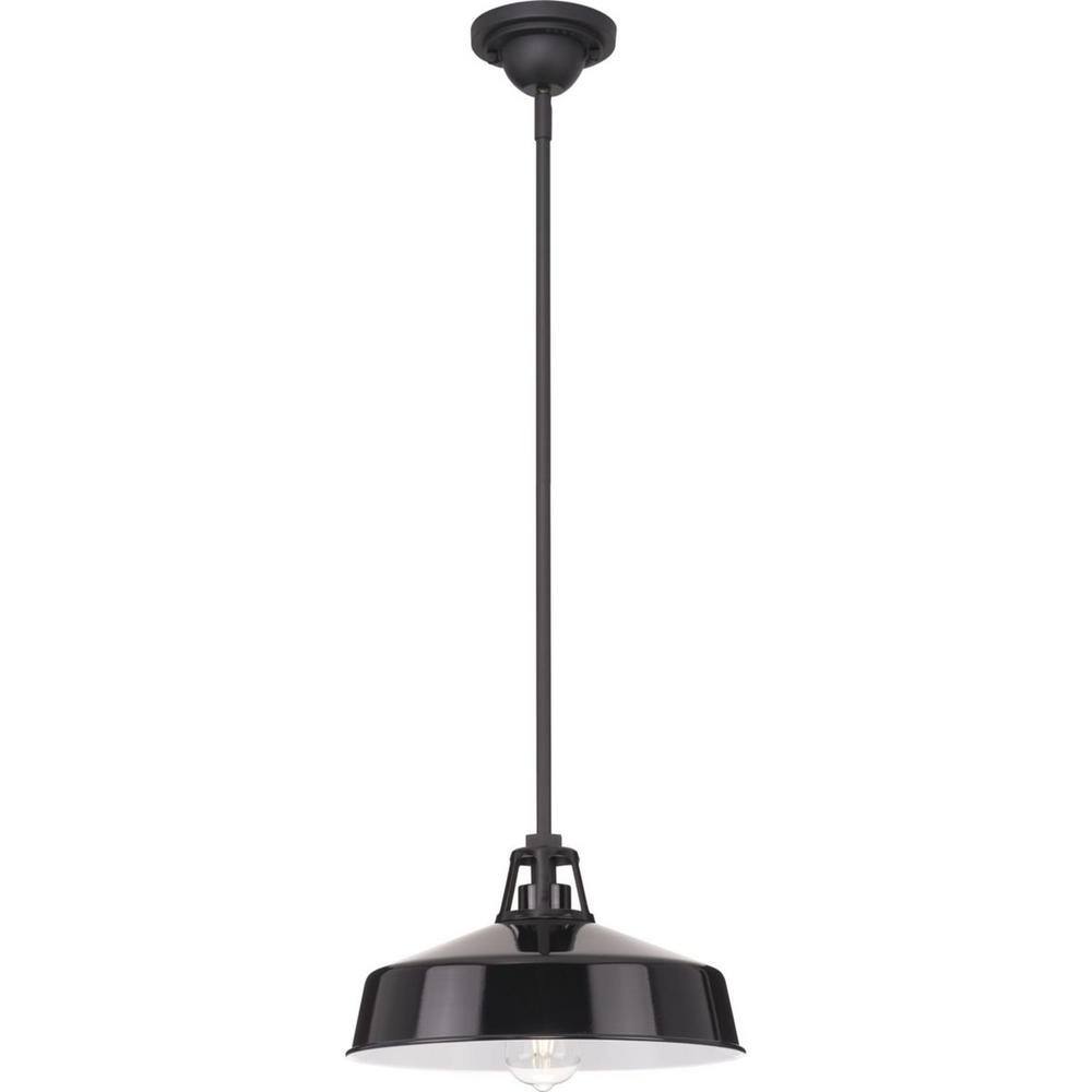 Cedar Springs Black and White Farmhouse Outdoor Pendant Light