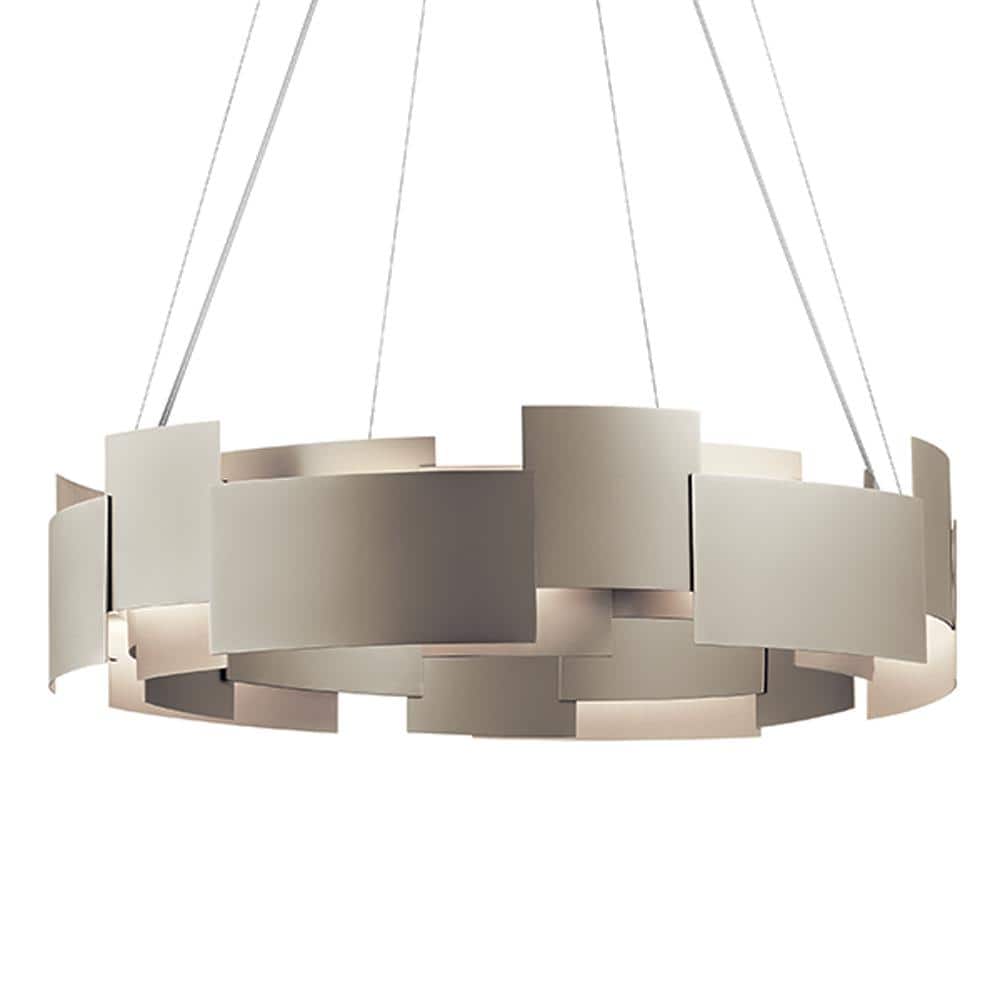 Satin Nickel 26.5" Modern LED Drum Pendant with Black Shade
