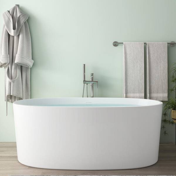 Mokleba Modern 59 in. Acrylic Flatbottom Freestanding NonSlip Bathtub