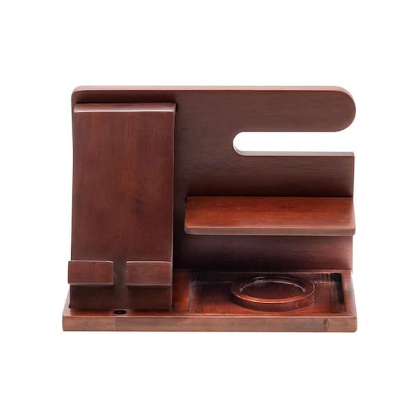 Wood Phone Docking Station Key Holder Wallet Stand Jewelry Watch