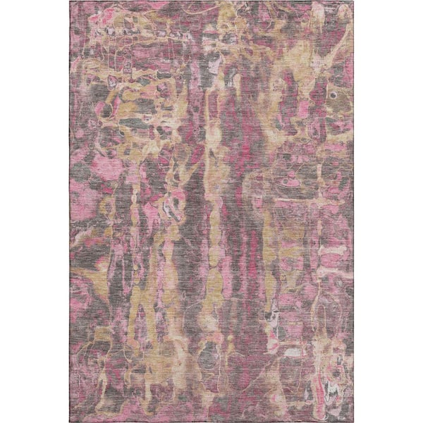 Mayfield Premium Machine Washable Abstract AMF2120 Blush 5 ft. x 7 ft. 6 in. Area Rug