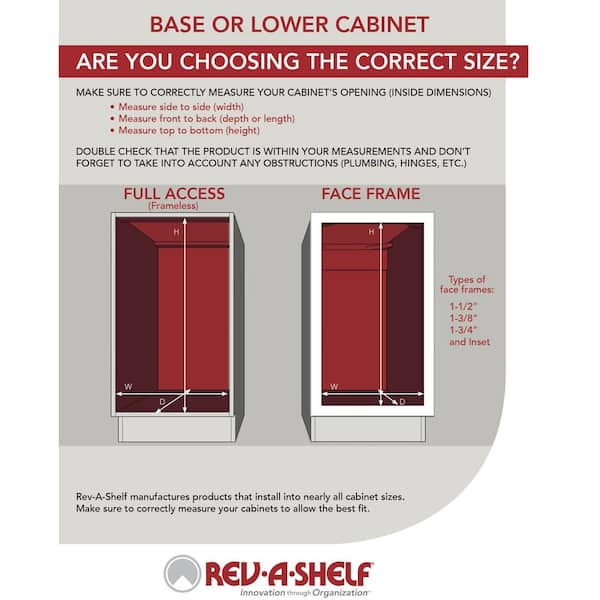 Rev-A-Shelf Glideware Pull-Out Base Cabinet Organizer w/ Adjustable Hooks  & Ball Bearing Slides, Maple Finish