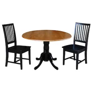 3-Piece 42 in. Black/Cherry Dual Drop Leaf Table Set with 2-Side Chairs
