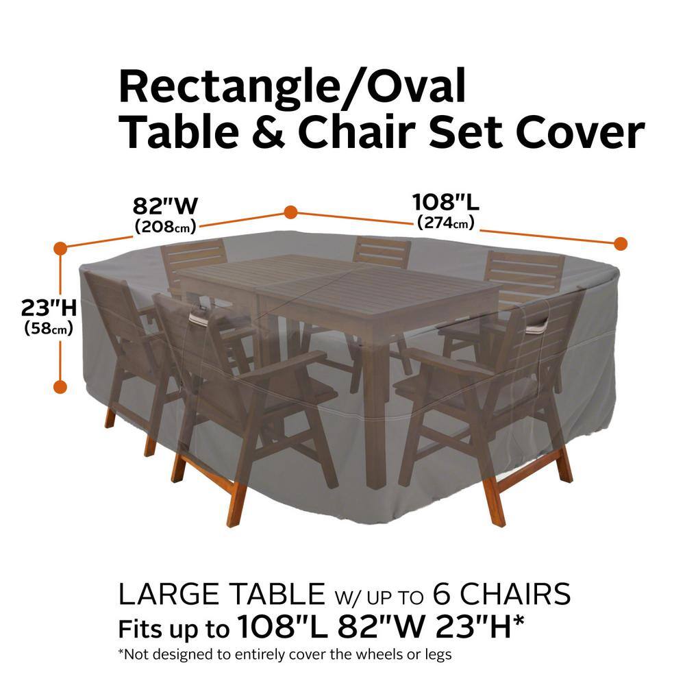 Large Water-Resistant Gray Patio Table & Chair Set Cover