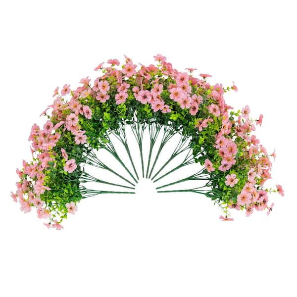 13 in. Pink UV Resistant Artificial Daisy Bush (Indoor/Outdoor)-Set of 12
