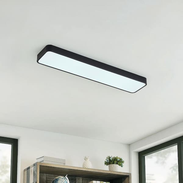 aiwen 35.43 in. 46-Watt Modern Black Rectangle Integrated LED