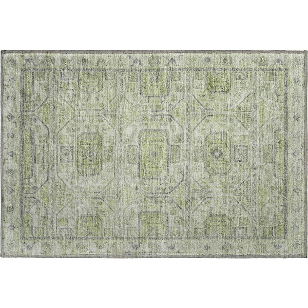 Mayfield Premium Machine Washable Abstract AMF1919 Aloe 2 ft. x 3 ft. Accent Rug