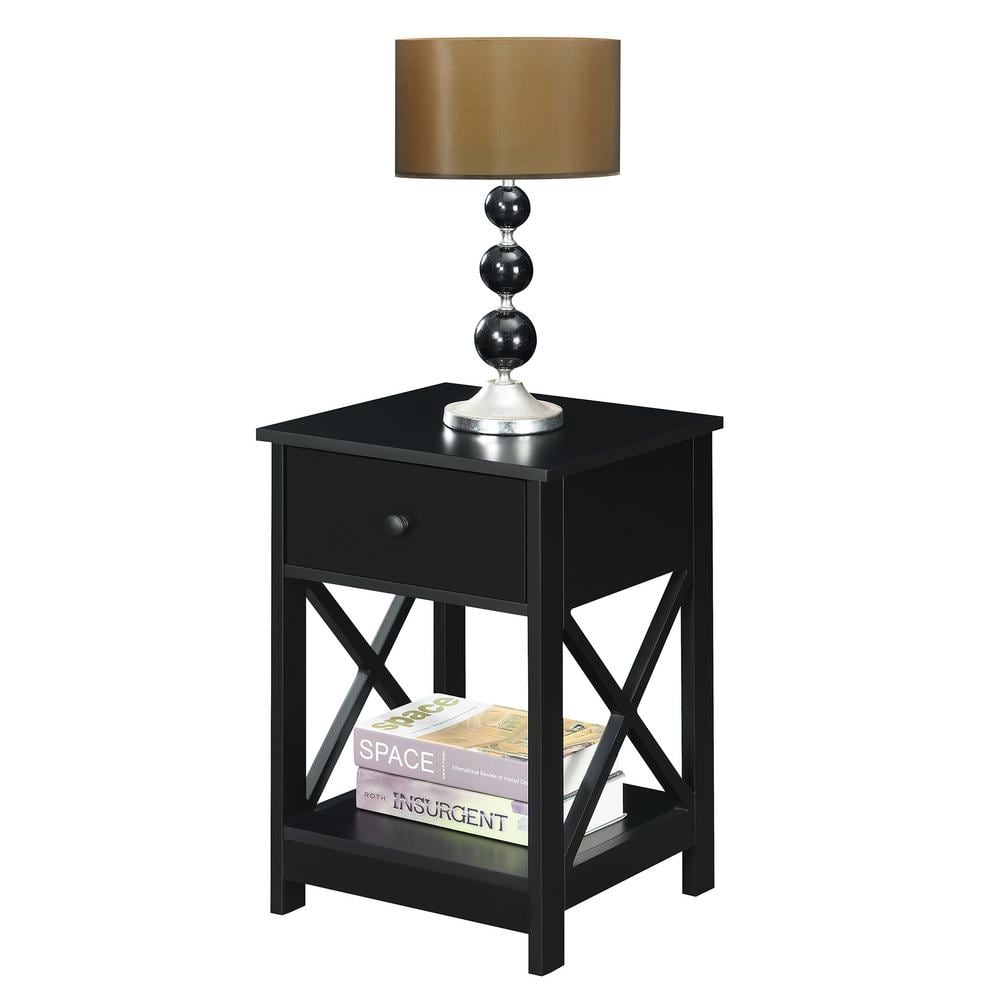 Oxford 16'' Black Square MDF End Table with Storage