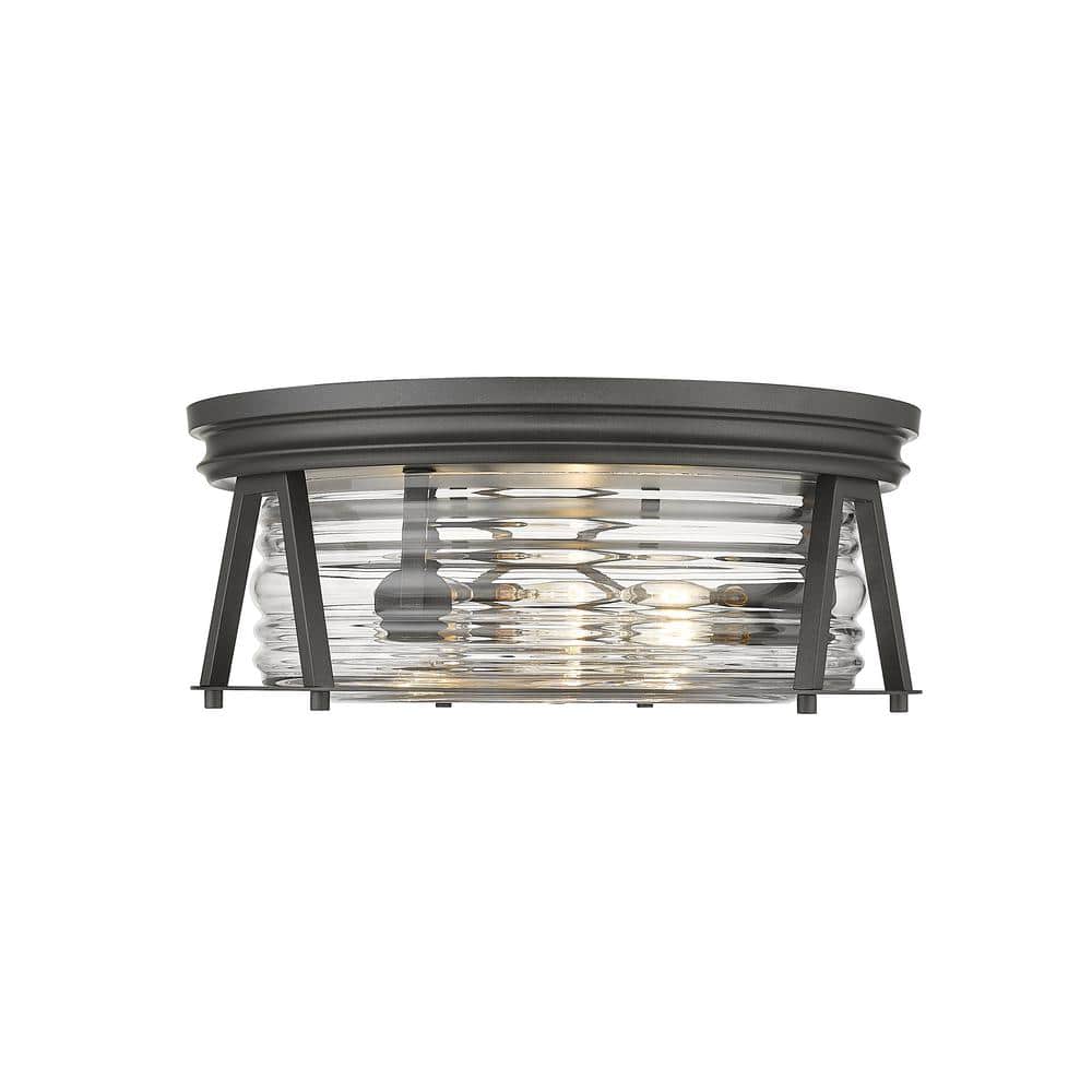 Cape Harbor 16'' Bronze and Glass Transitional Flush Mount Light