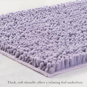 Non-Slip Astor Chenille Purple 20 in. x 34 in. Polyester 2- Piece Bath Mat Set