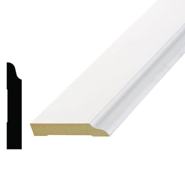 Alexandria Moulding LWM 663 0.5 in. D x 3-1/4 in. W Primed MDF Baseboard Moulding