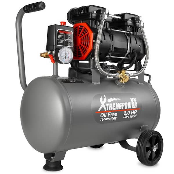 2 HP 7 gal. Ultra Quiet Oil-Free Air Tank Compressor with 116 PSI and Air Filter Regulator