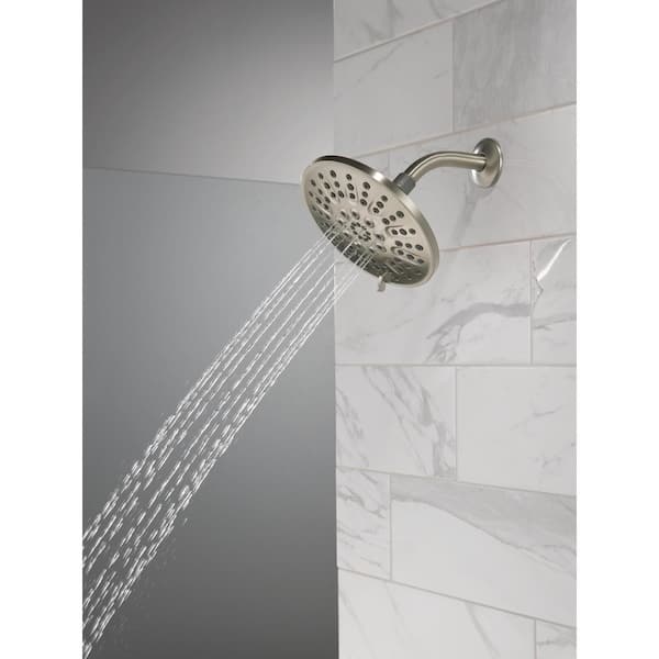 4-Spray Patterns 7.94 in. Wall Mount Fixed Shower Head in Spotshield Brushed Nickel