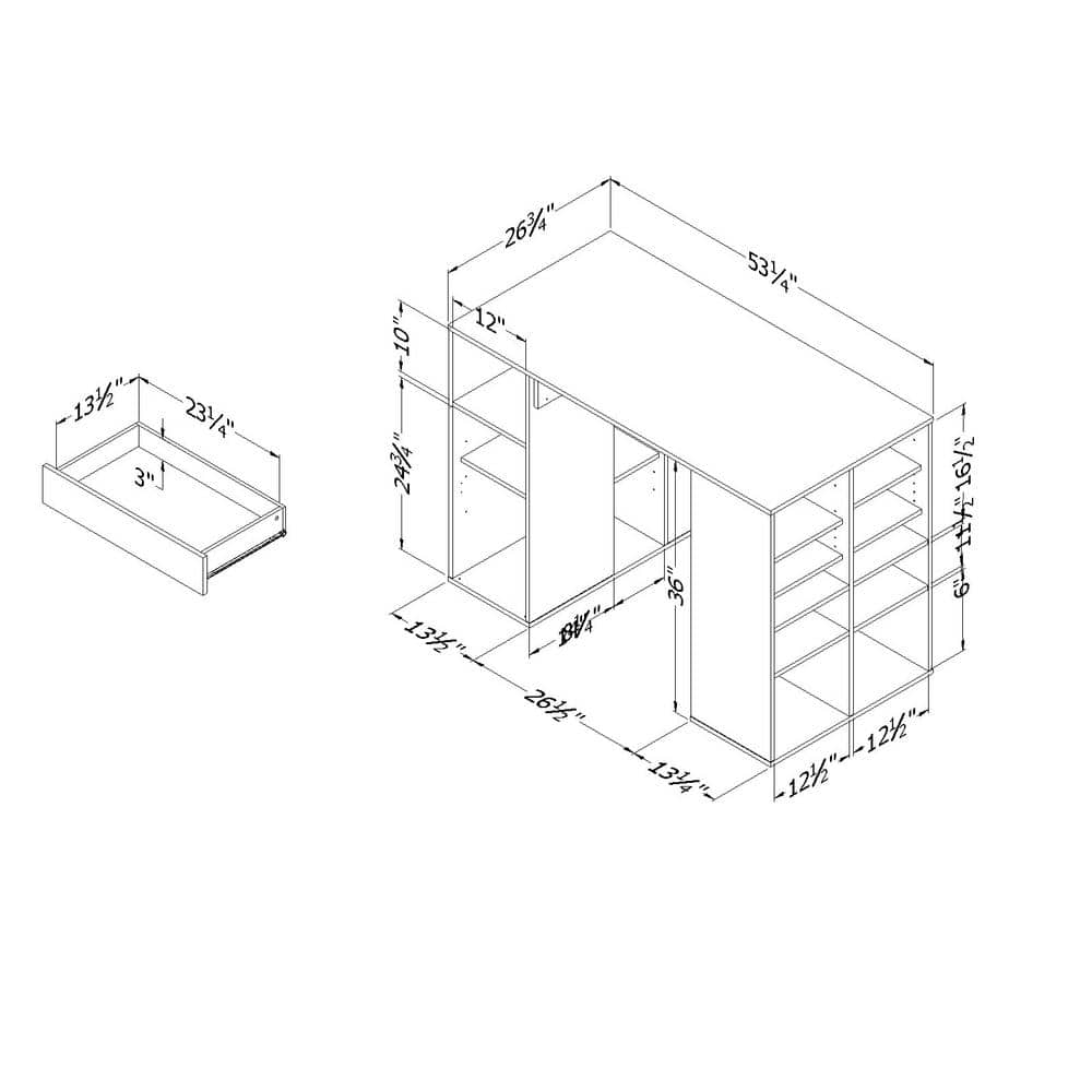 Crea CraftMaster White Counter-Height Table with Integrated Storage