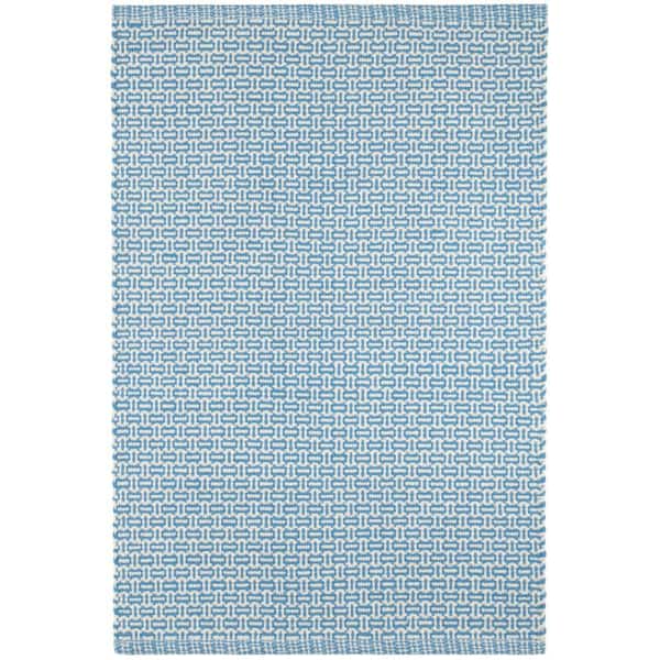 5 ft. x 8 ft. French Blue Miss Muffet Handwoven Cotton Indoor Area Rug