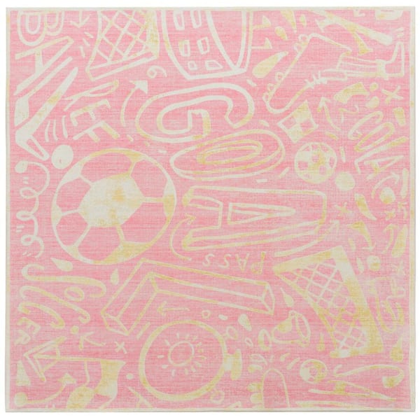 Sportsglyphs 6 ft. x 6  ft. Pink Western Area Rug